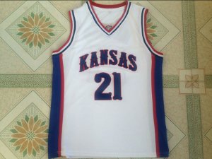 Maillot De Basket NCAA University of Kansas Joel Embiid 21 Double Decker Embroidered shirt Blanc